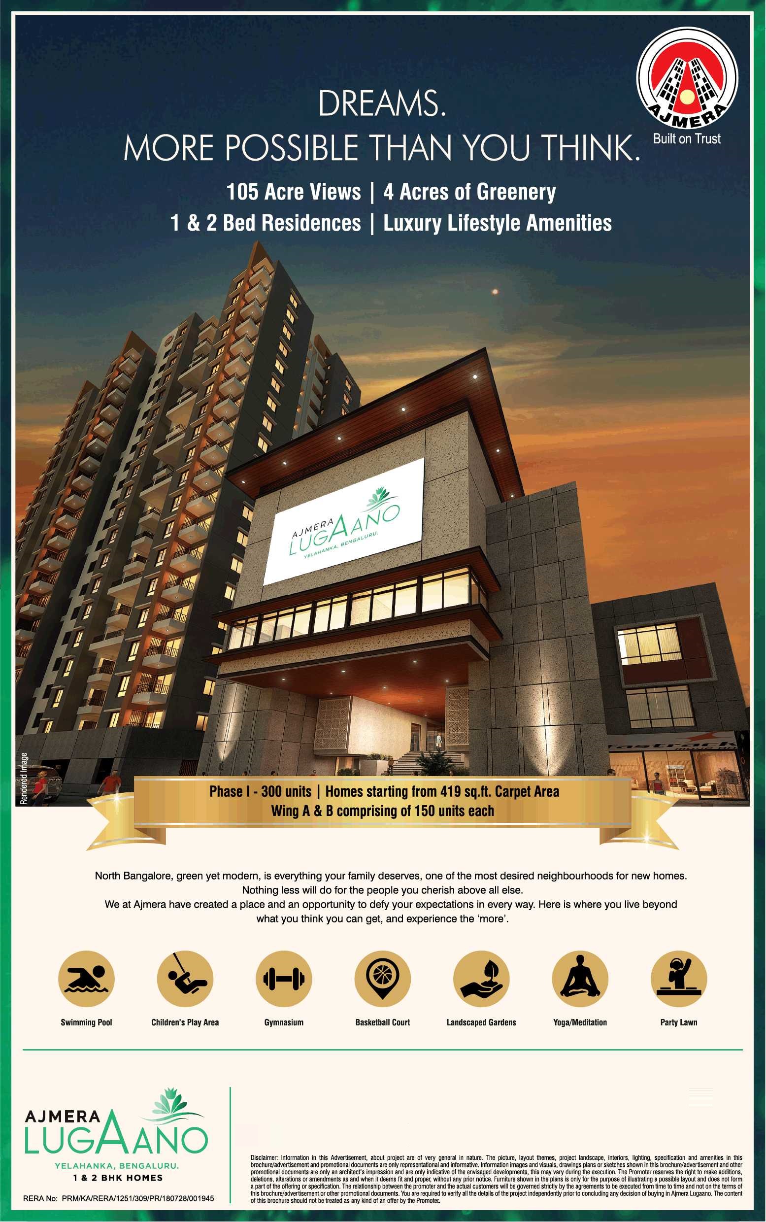 Experience luxury lifestyle amenities at Ajmera Lugaano in Bangalore Update
